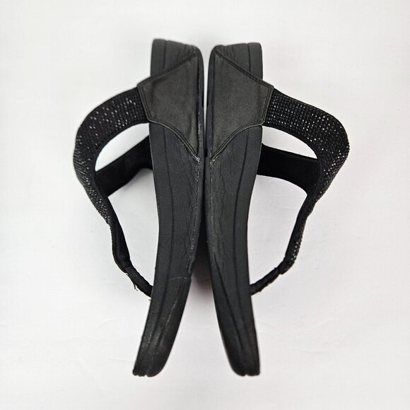 FitFlop LULU Crystal Toe-Post Platform Thong Comfort Sandal All Black 8 EJ8-090 - Picture 7 of 14